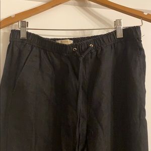 Black linen wide leg pant